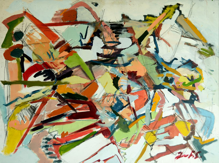 juan francisco Gonzalez, artista ecuatoriano, obra representativa, Óleo sobre lienzo, verde, rojo, arte, celeste contemporaneo, celeste