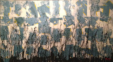 Espigas blancas en fondo azul oscuro, obra de juan francisco gonzalez en acrilico sobre lienzo, colores negro, blanco, Acrylic on canvas