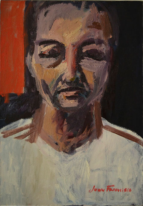 Retrato de Juan Francisco Gonzalez en Oleo sobre lienzo con colores rojo y negro